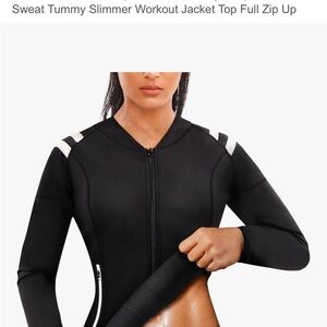 Black Neoprene Workout Jacket with White Stripes